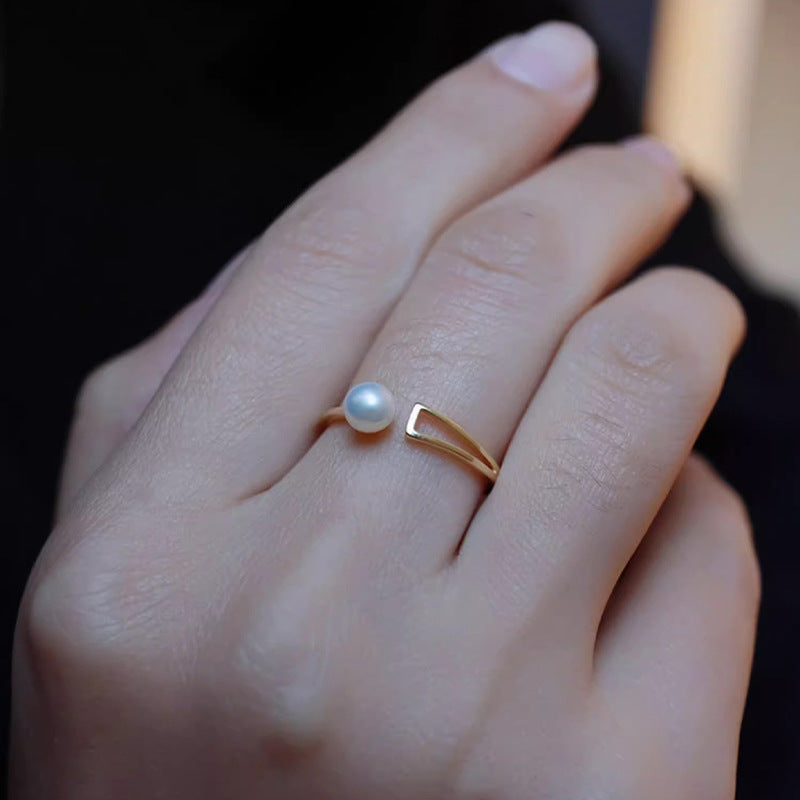 S925 sterling silver freshwater pearl ring