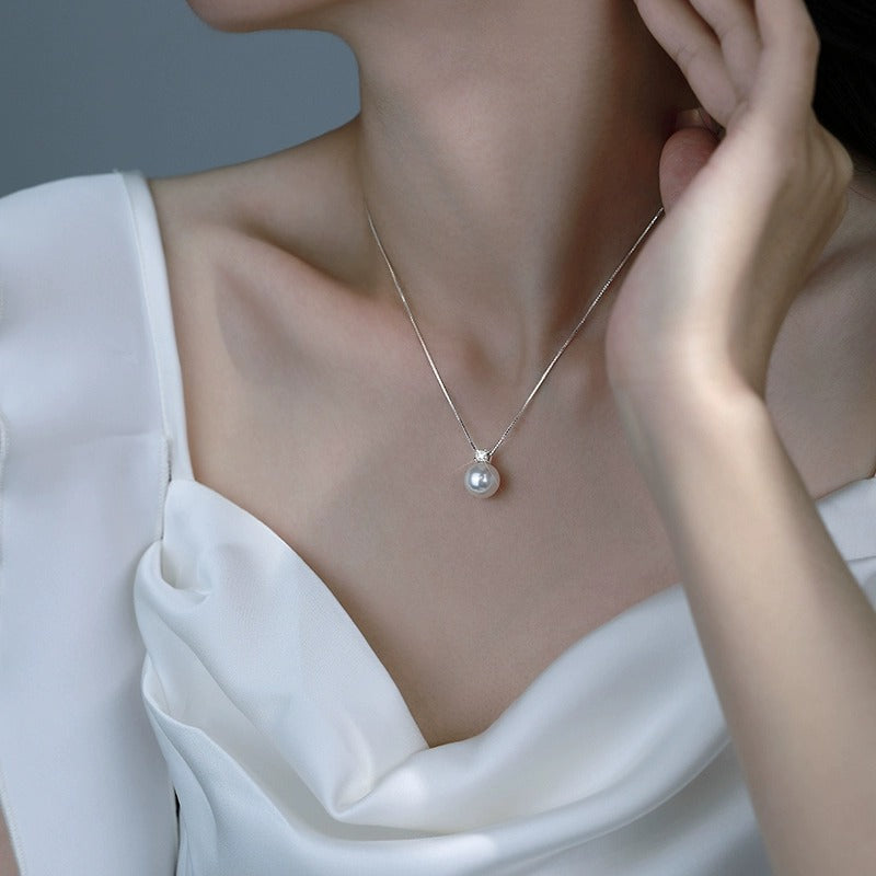 999 silver imitation pearl pendant necklace