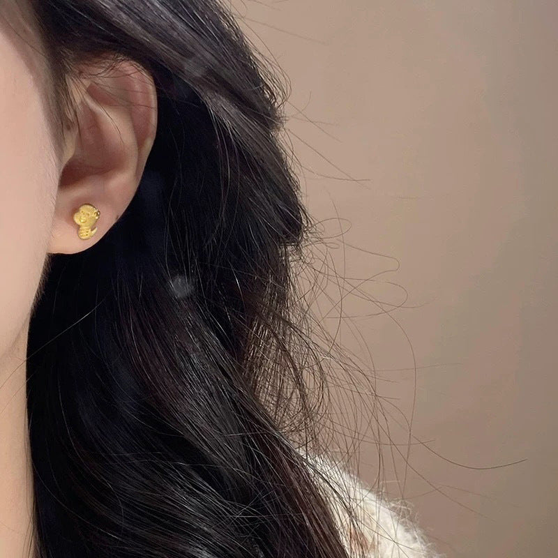 S925 sterling silver asymmetrical zodiac snake earrings