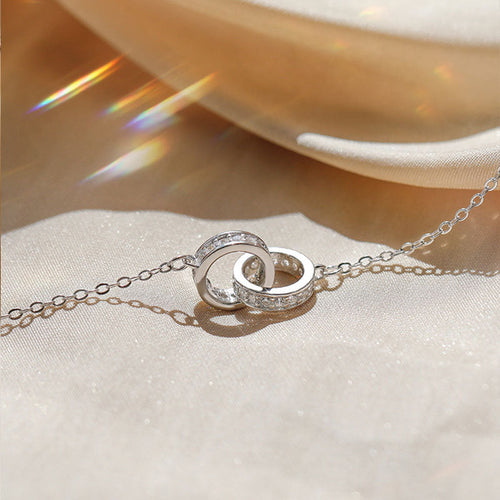 925 silver double ring pendant necklace