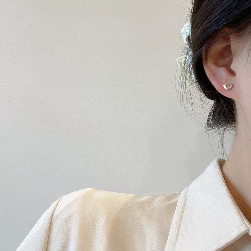 925 sterling silver heart-shaped earrings - golden