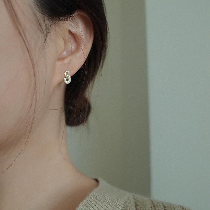 S925 sterling silver sparkling zirconium earrings - golden