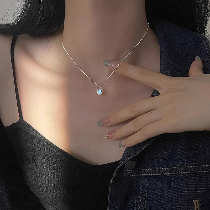 925 sterling silver heart pendant necklace - silvery