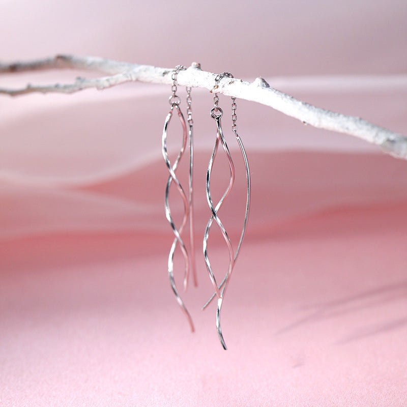 925 sterling silver long ear line - silvery