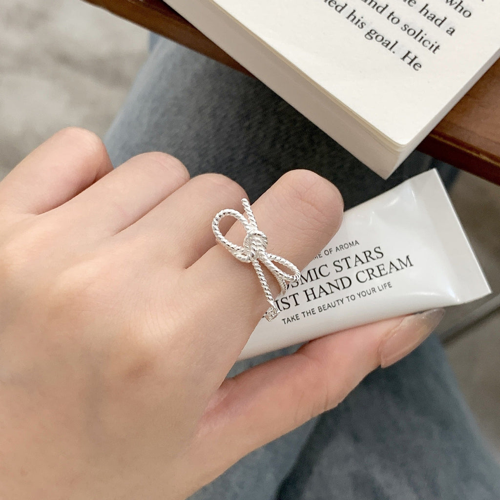 925 silver bowknot ring - silvery