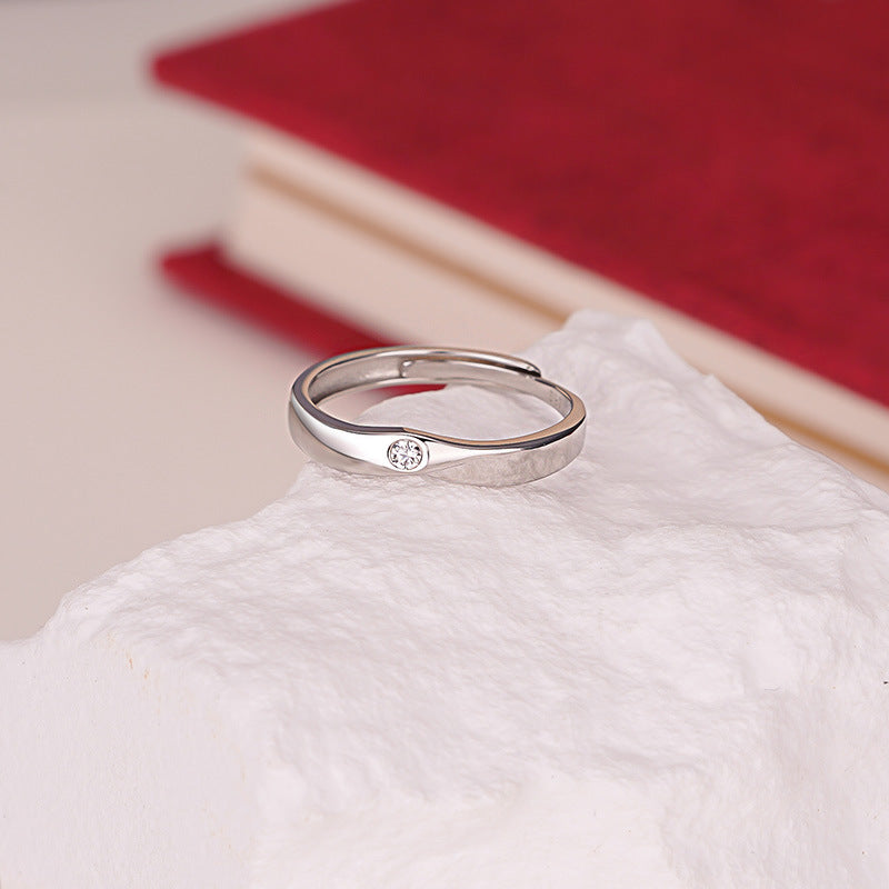 925 sterling silver couple ring - silvery