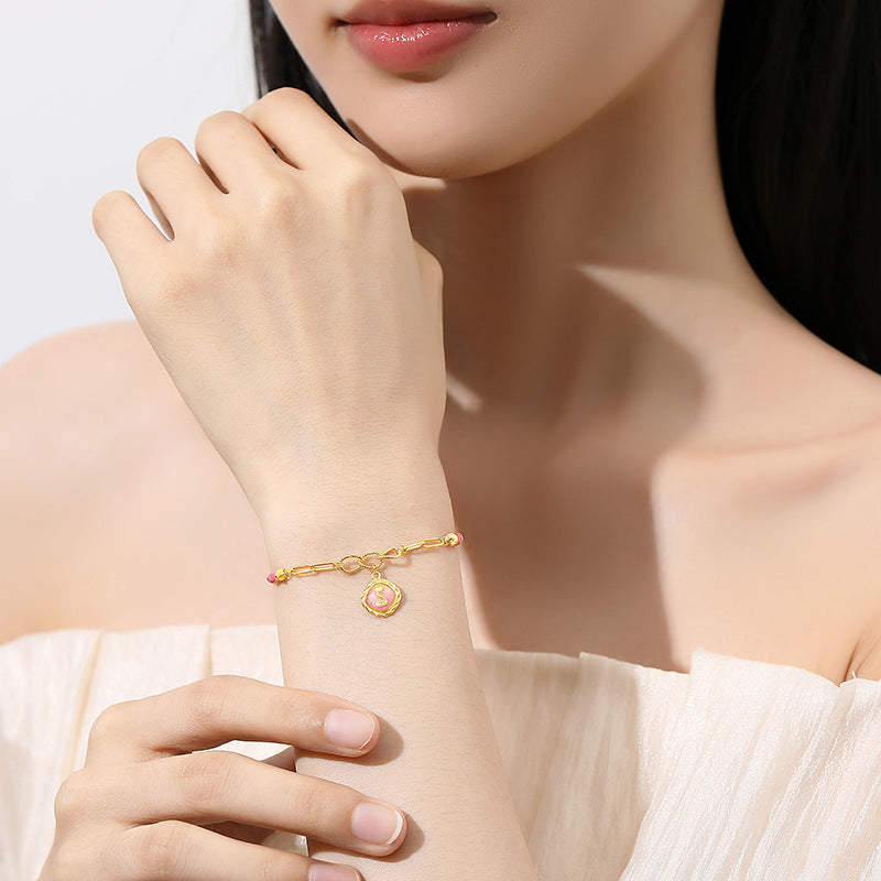 S925 sterling silver bracelet - golden