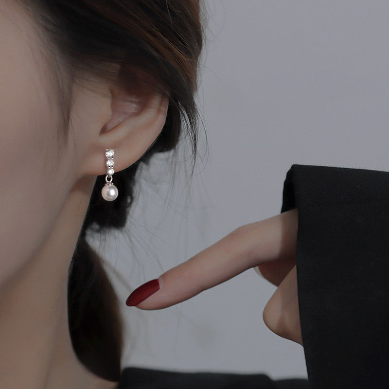 Bead earrings - silver