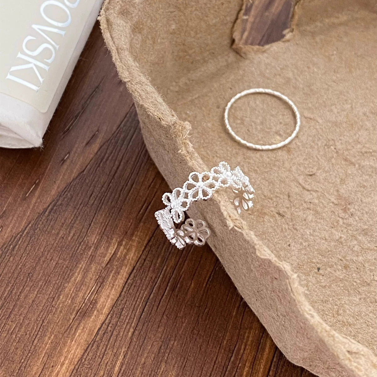 S925 Pure Silver Flower Ring - Silvery