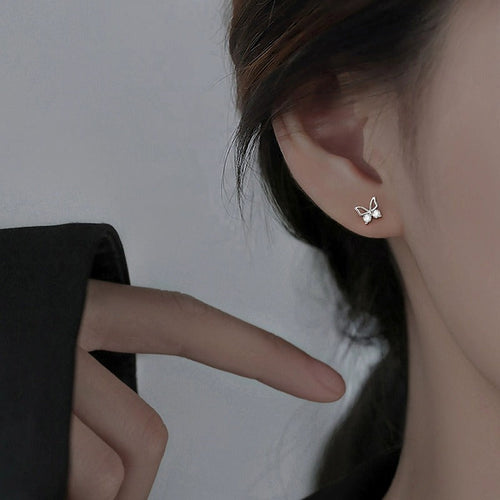925 sterling silver butterfly earrings - silvery