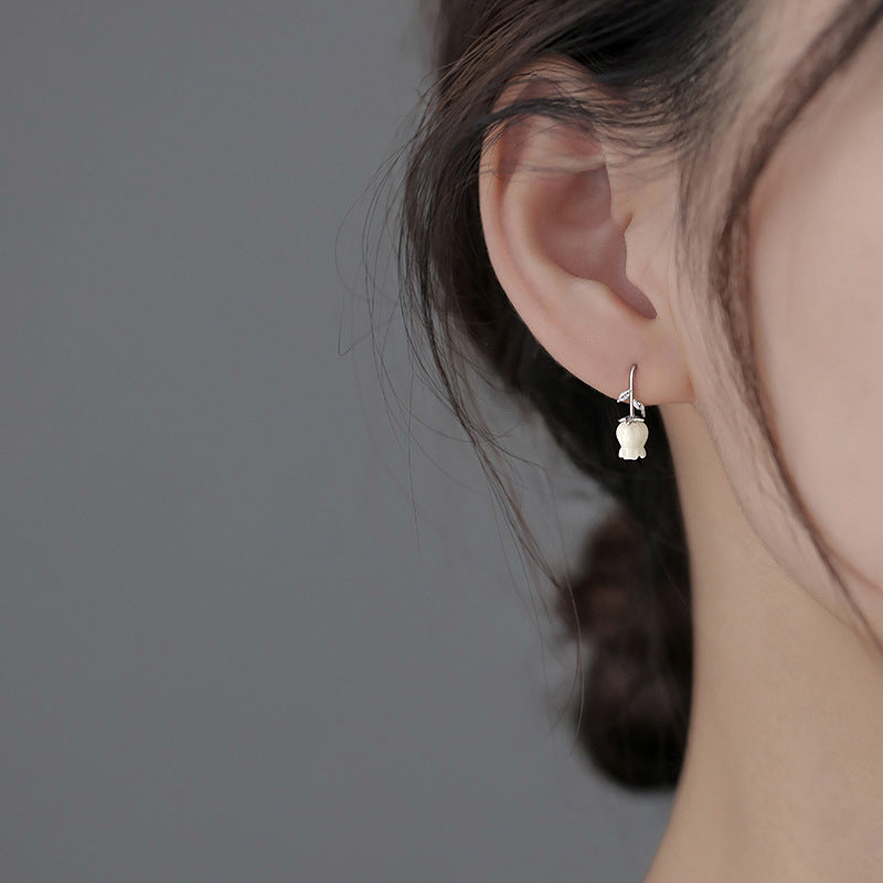 925 sterling silver flower ear hook - silvery