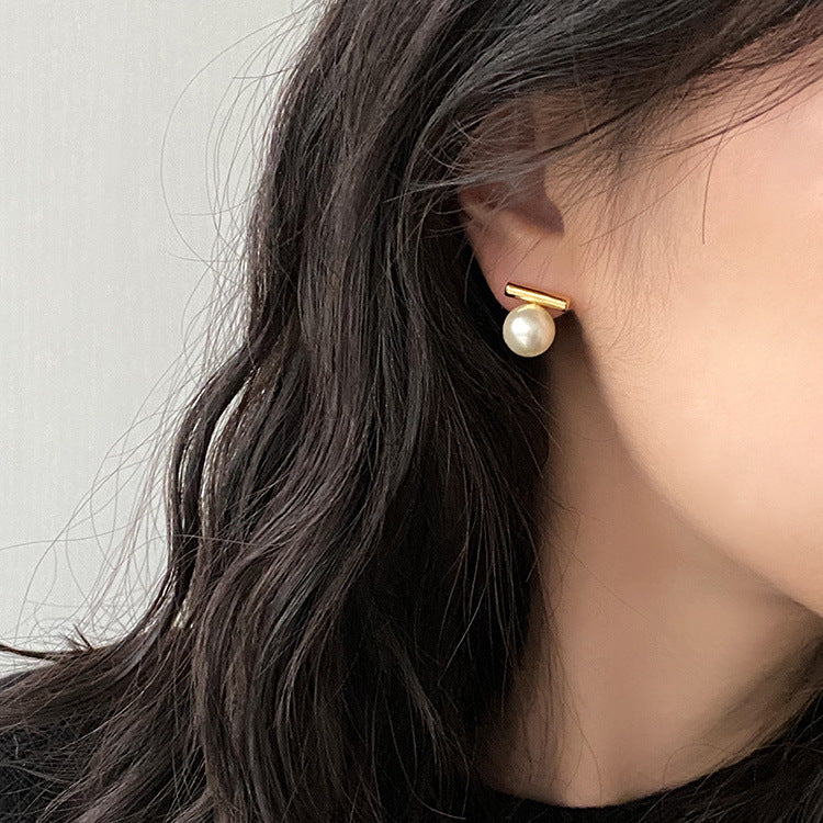 925 sterling silver pearl earrings - golden