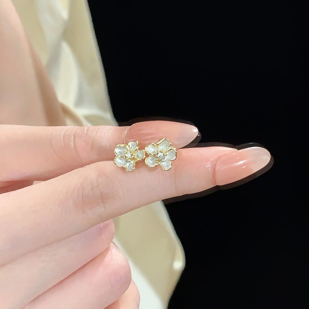 S925 pure silver flower  earrings