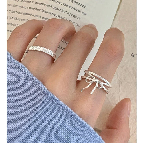 925 sterling silver bowknot ribbon ring
