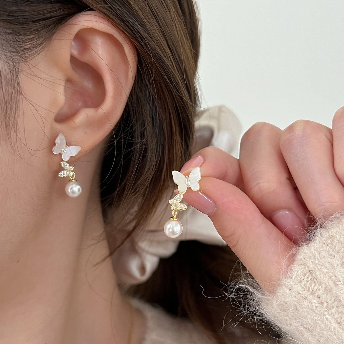 S925 sterling silver butterfly earrings