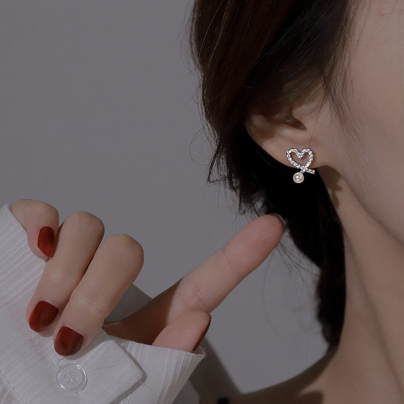 925 sterling silver pearl earrings - silvery