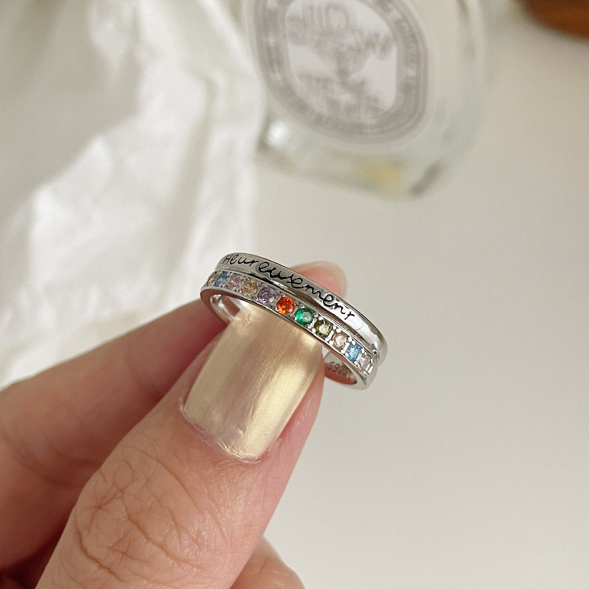 S925 Silver Zirconia Letter Ring - Silvery
