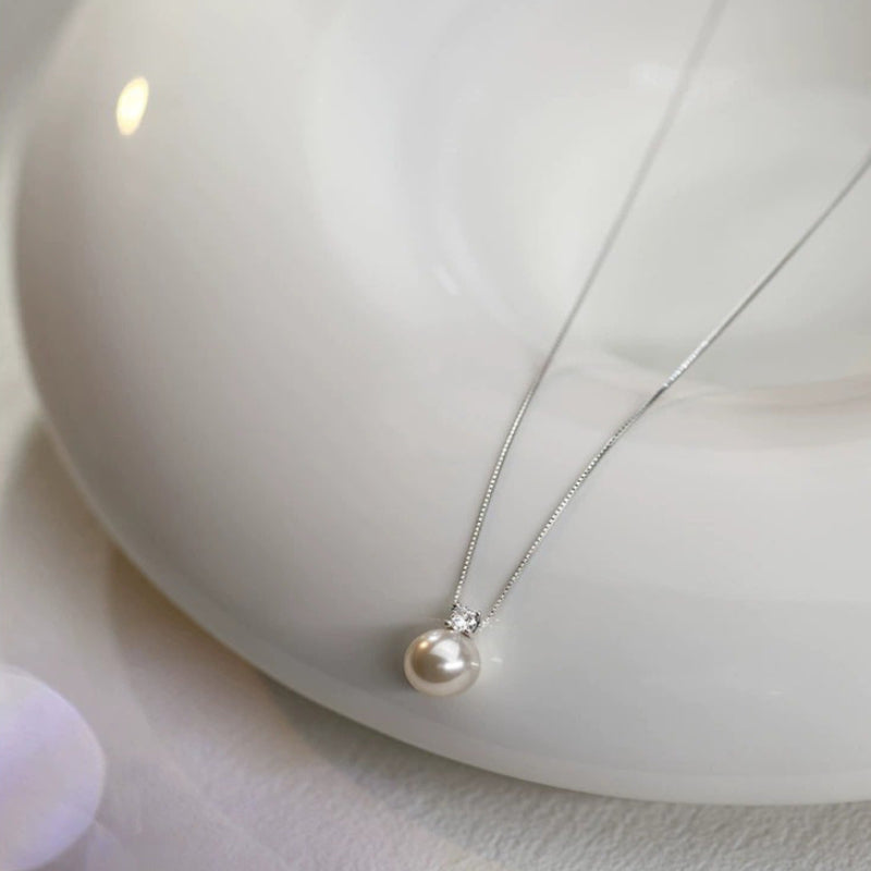 999 silver imitation pearl pendant necklace