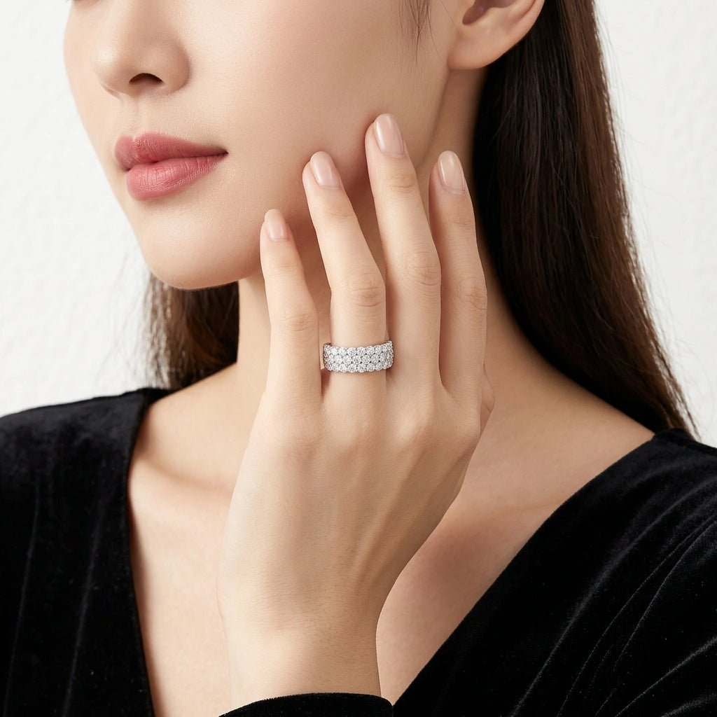 31-Stone Moissanite Ring YCR427 – wholesale moissanite rings