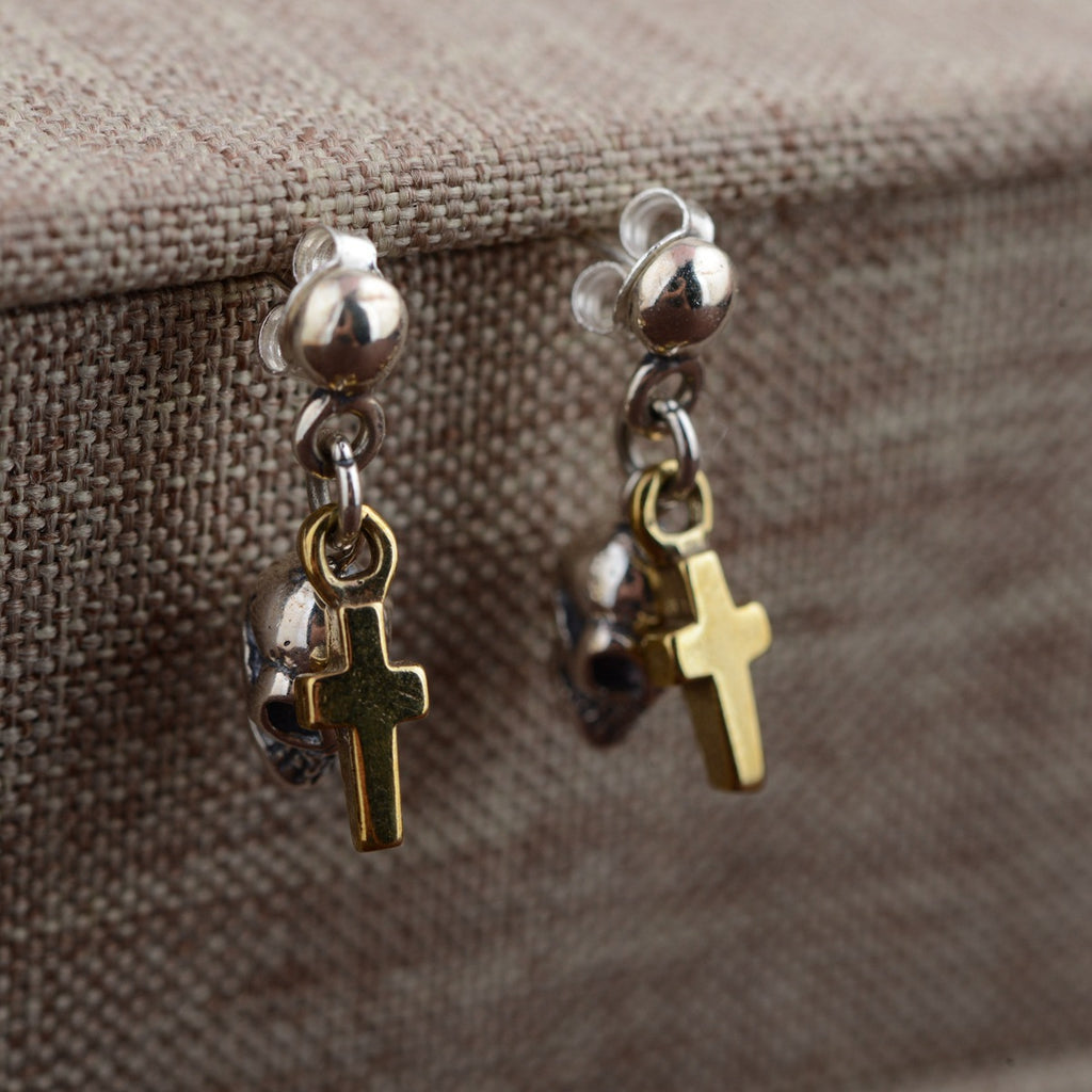 S925 Sterling Silver Halloween Skull Drop Earrings