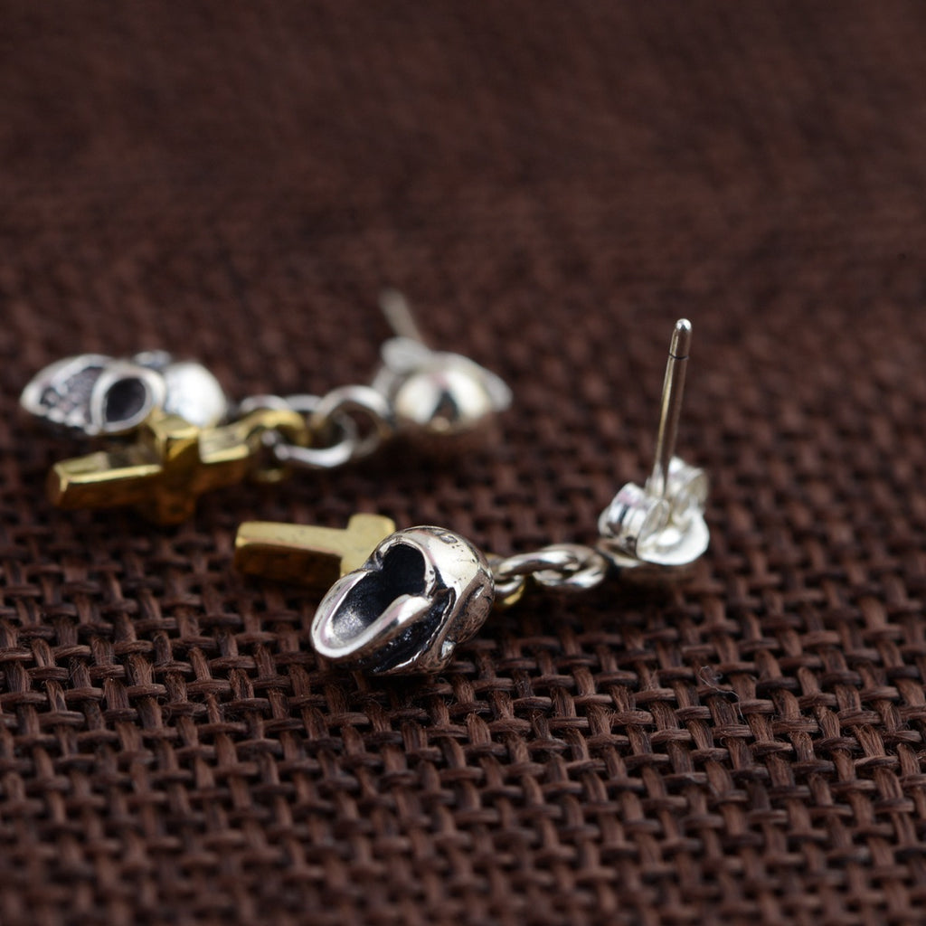 S925 Sterling Silver Halloween Skull Drop Earrings