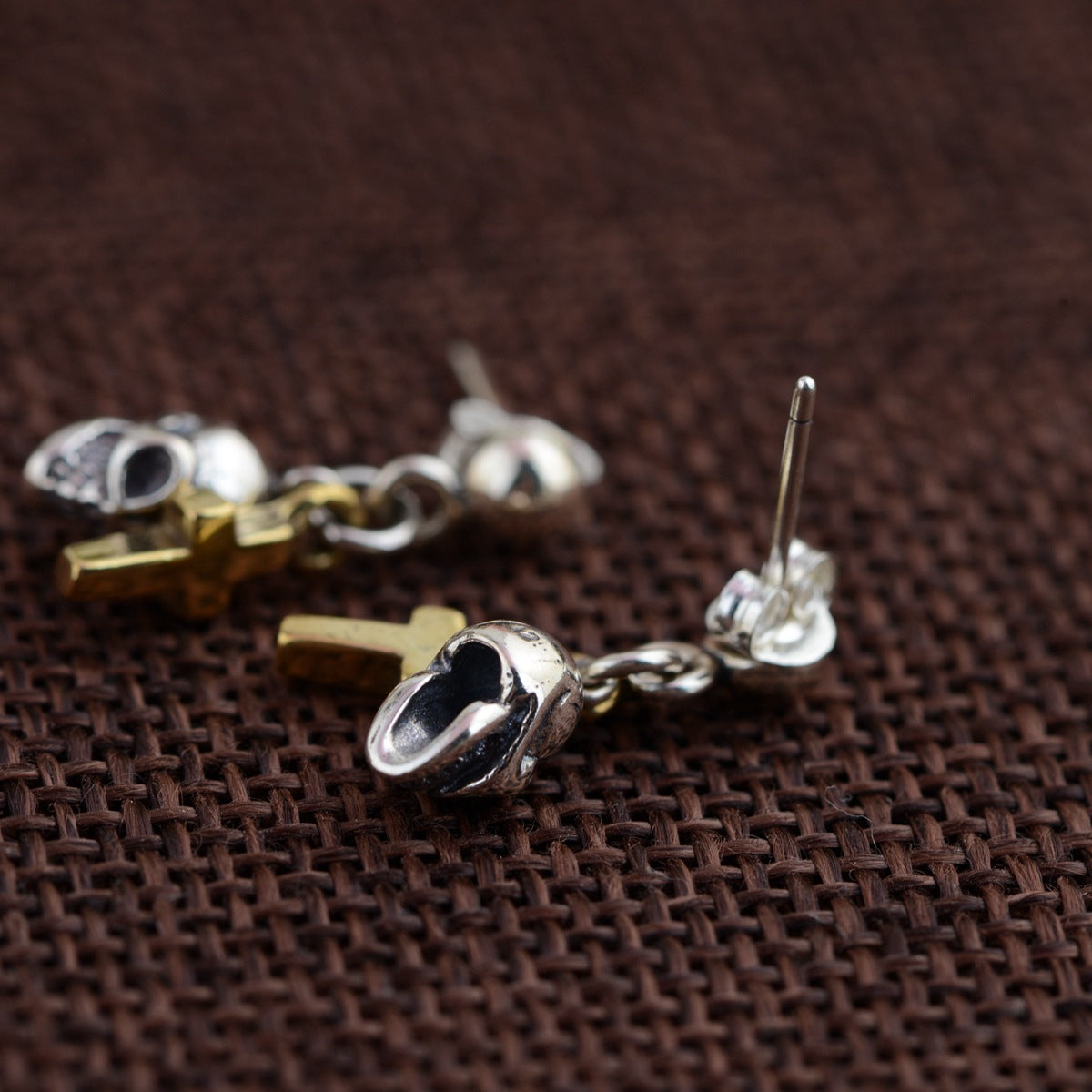 S925 Sterling Silver Halloween Skull Drop Earrings