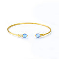 S925 Sterling Silver Gold Plated Geometric Gemstone Zircon Inlaid Bangle