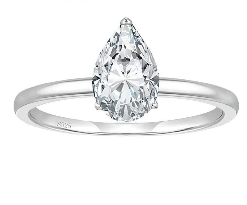 S925 Sterling Silver Luxury Water Drop Ring