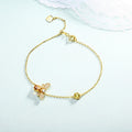 S925 Sterling Silver Yellow Crystal Bee Bracelet