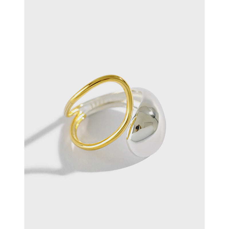 Two-Tone Sculptural Teardrop Open Ring