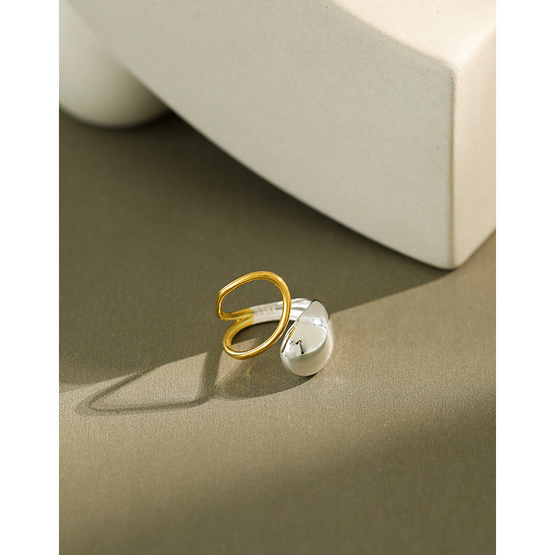 Two-Tone Sculptural Teardrop Open Ring – wholesale silver rings