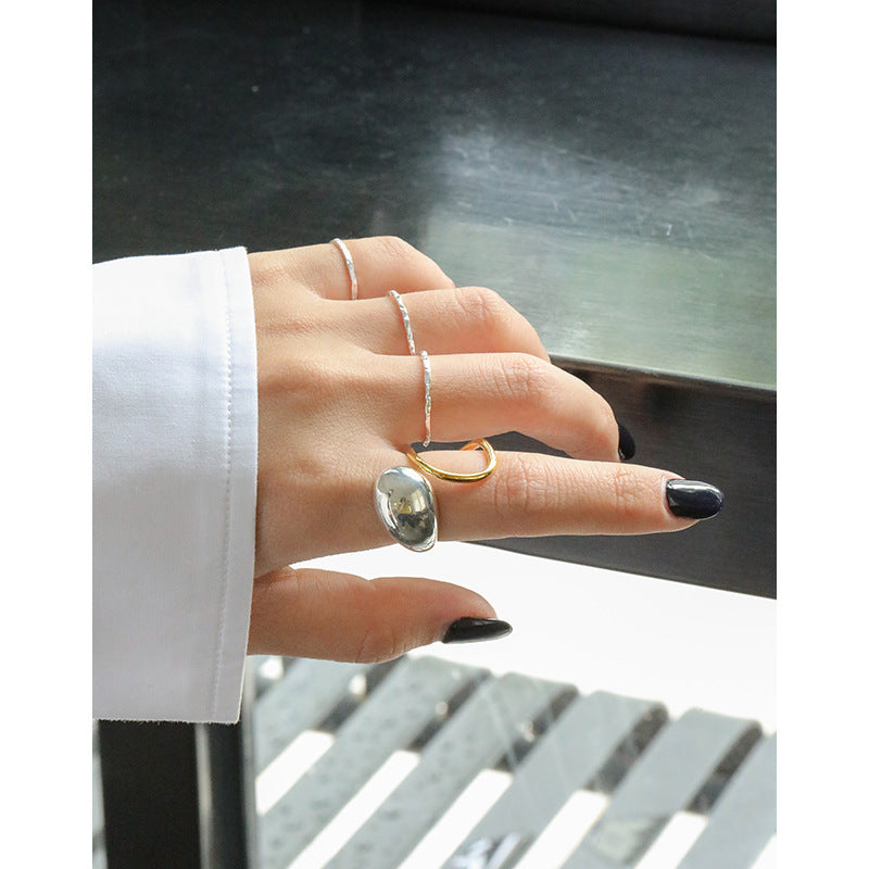 Two-Tone Sculptural Teardrop Open Ring – detail view 3