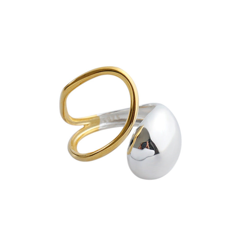 Two-Tone Sculptural Teardrop Open Ring – image 5