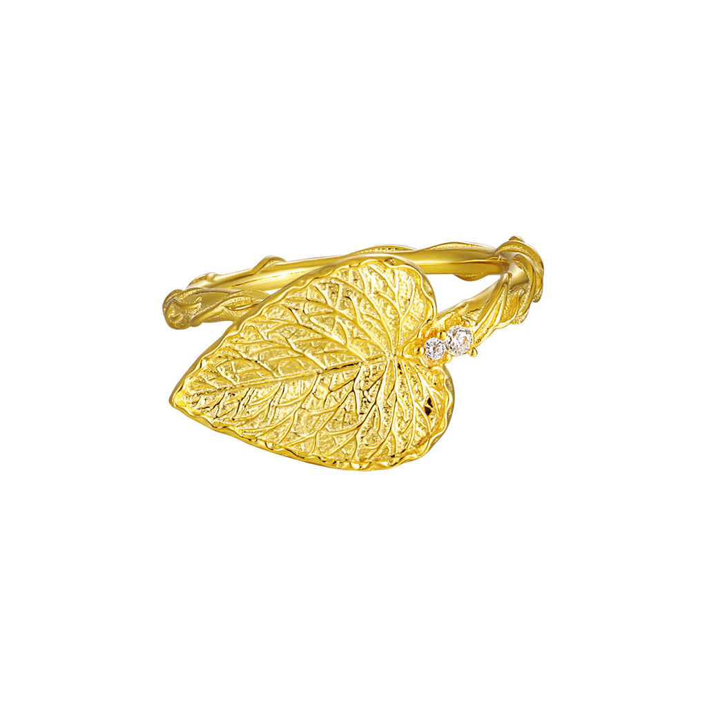 Botanical Leaf Twig Textured Ring – image 7