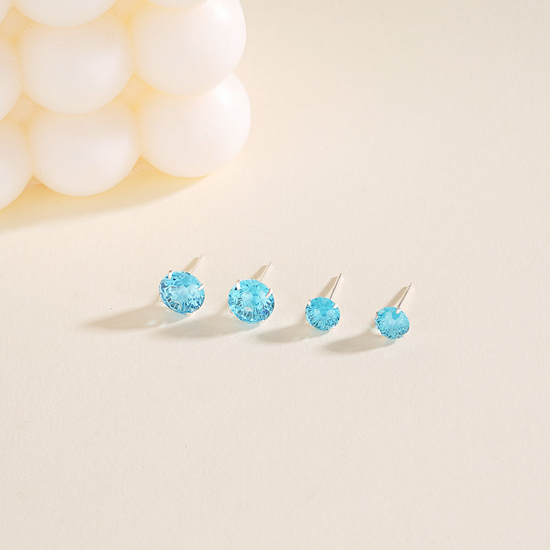 S925 Sterling Silver Bird's Nest Stud Earrings with Faceted Zirconia