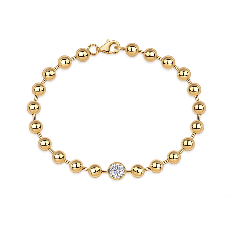 Gold-tone 925 silver moissanite bracelet