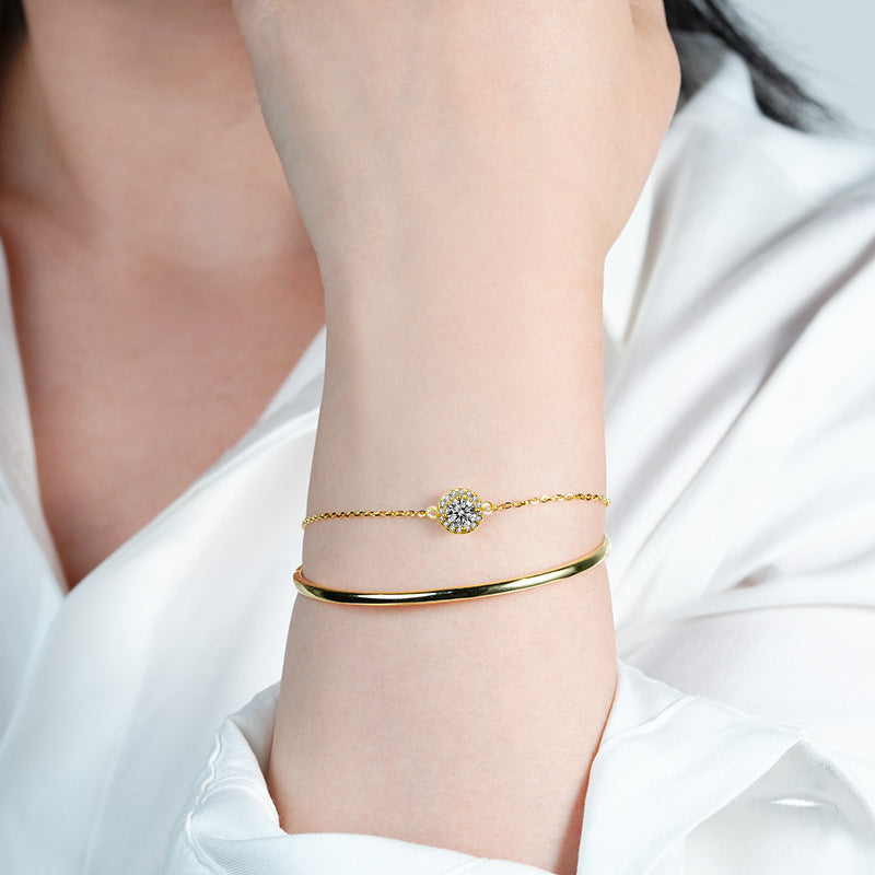S925 silver moissanite stacked bracelet