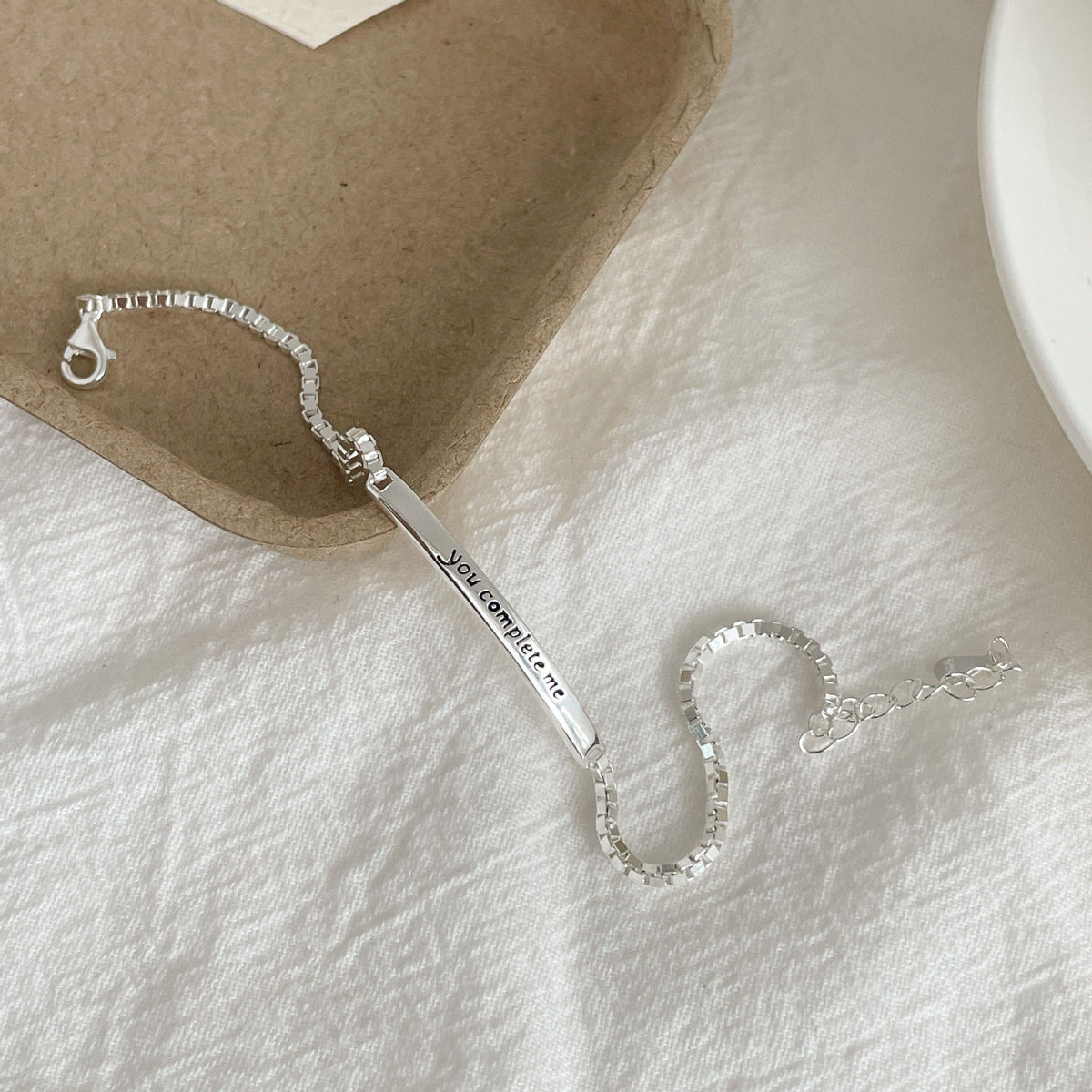 925 sterling silver letter bracelet - silvery