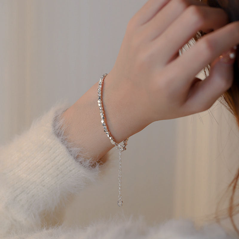 925 sterling silver broken silver bracelet - silvery