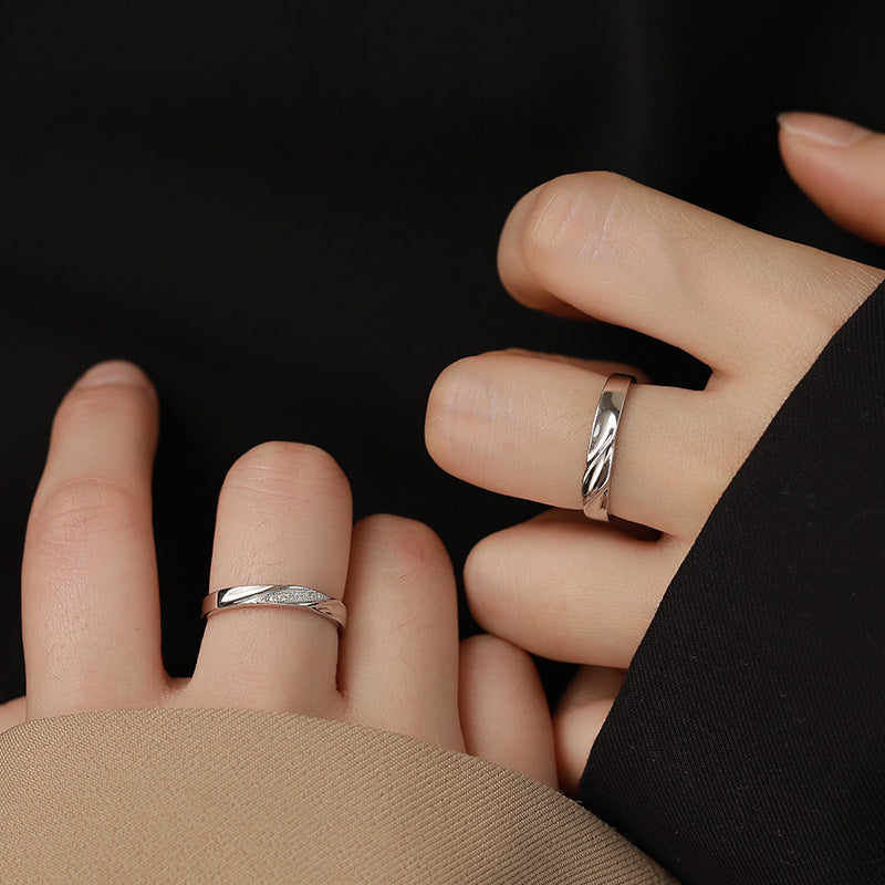 925 sterling silver couple's ring - silver