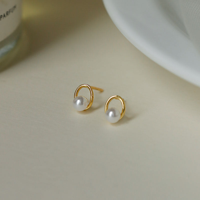 S925 sterling silver pearl earrings