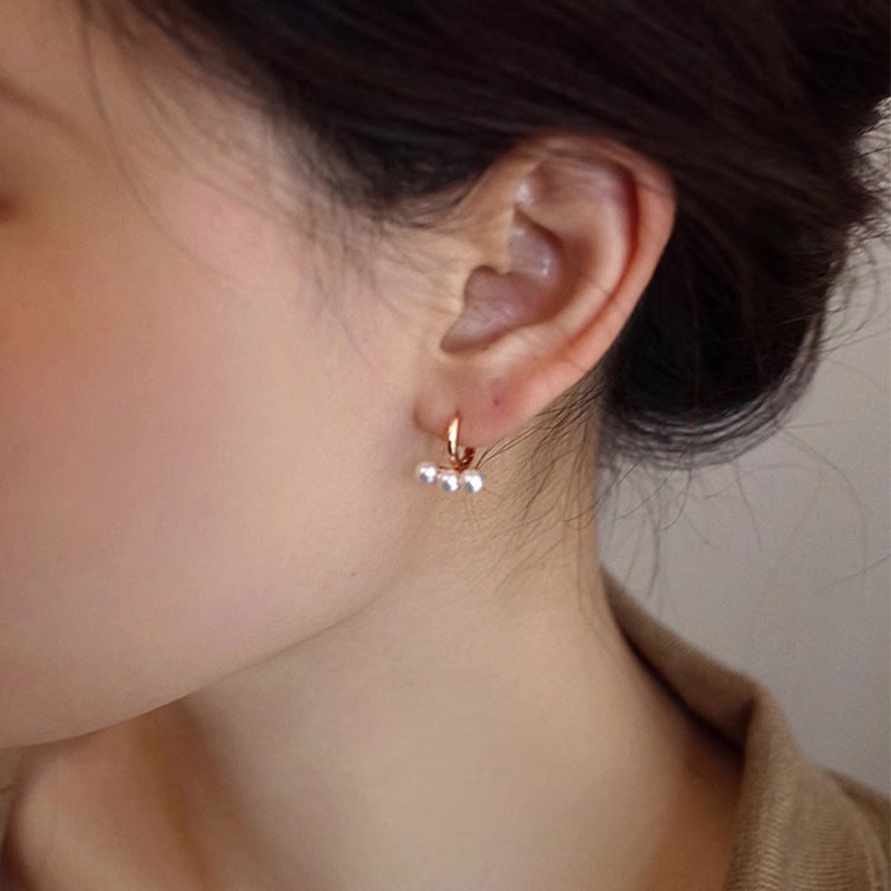 S925 pure silver imitation pearl earrings