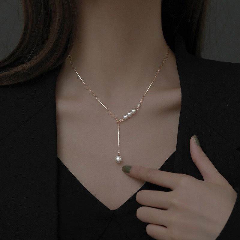 S925 pure silver pearl necklace