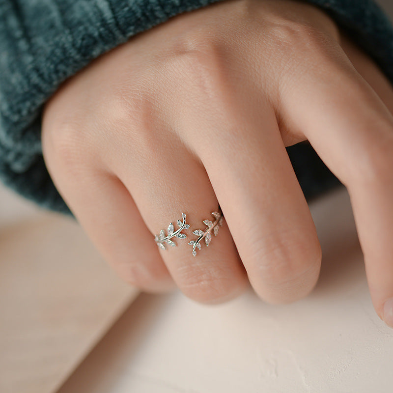 925 sterling silver leaf design ring