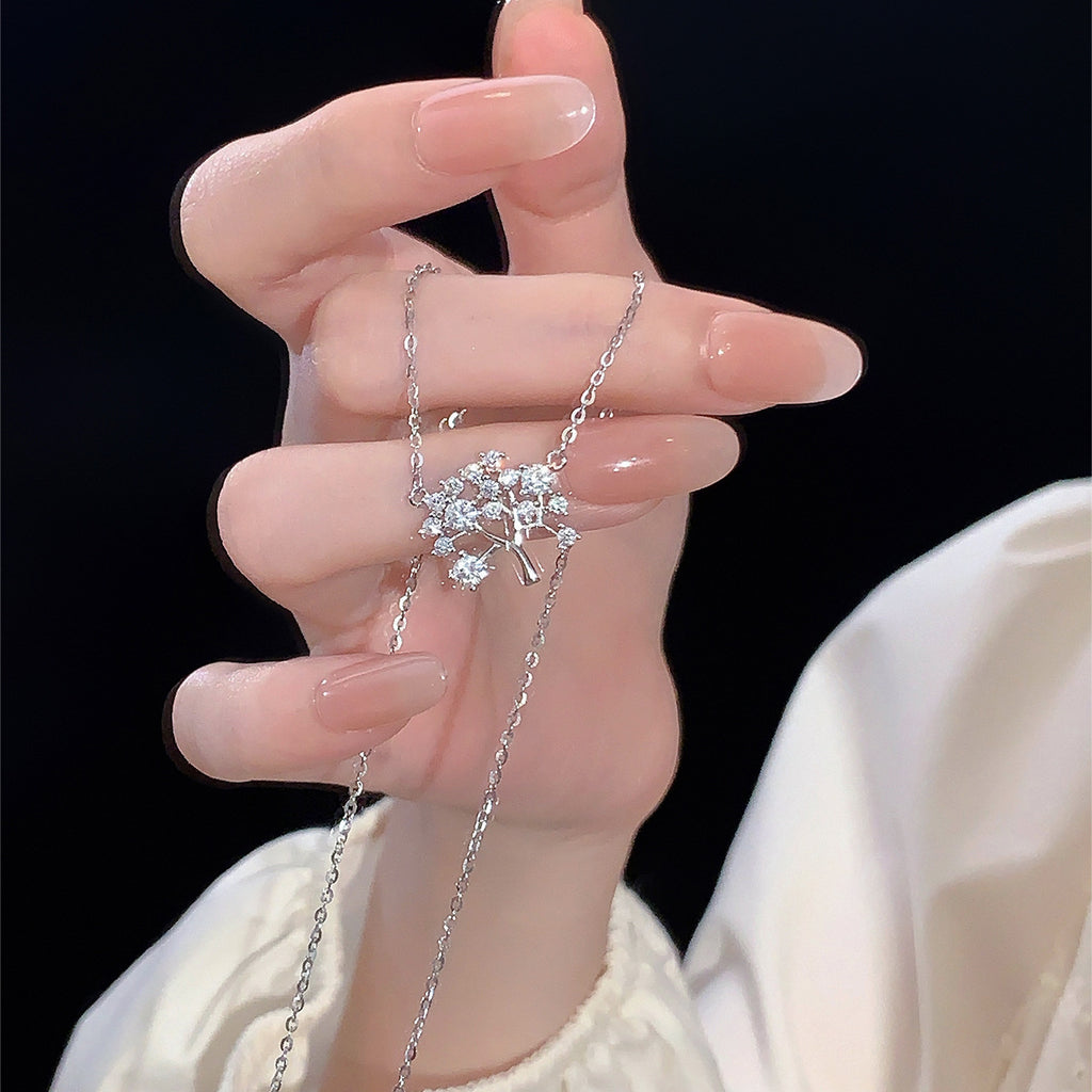 925 sterling silver tree shaped pendant necklace