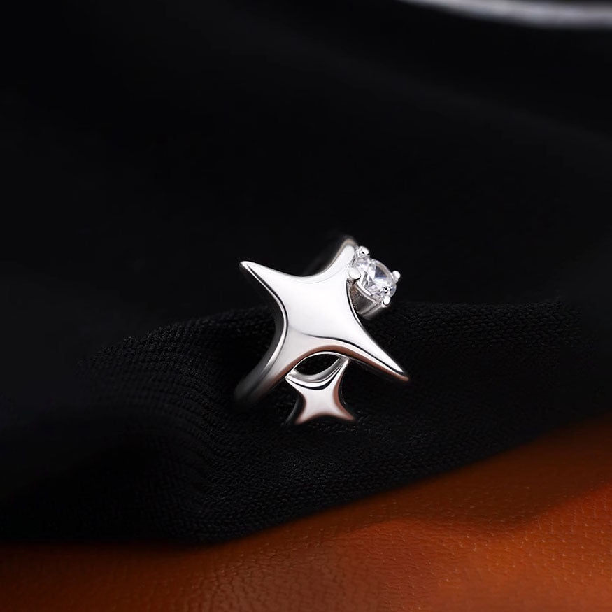 925 sterling silver star ear clip - silvery