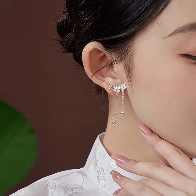 925 sterling silver flower earrings - silvery