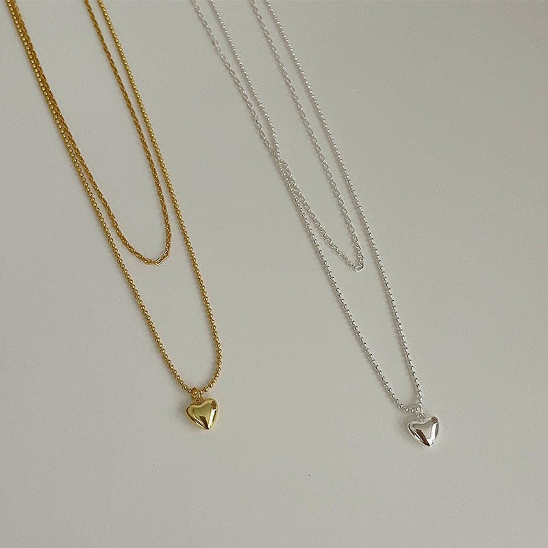 S925 sterling silver double layered necklace