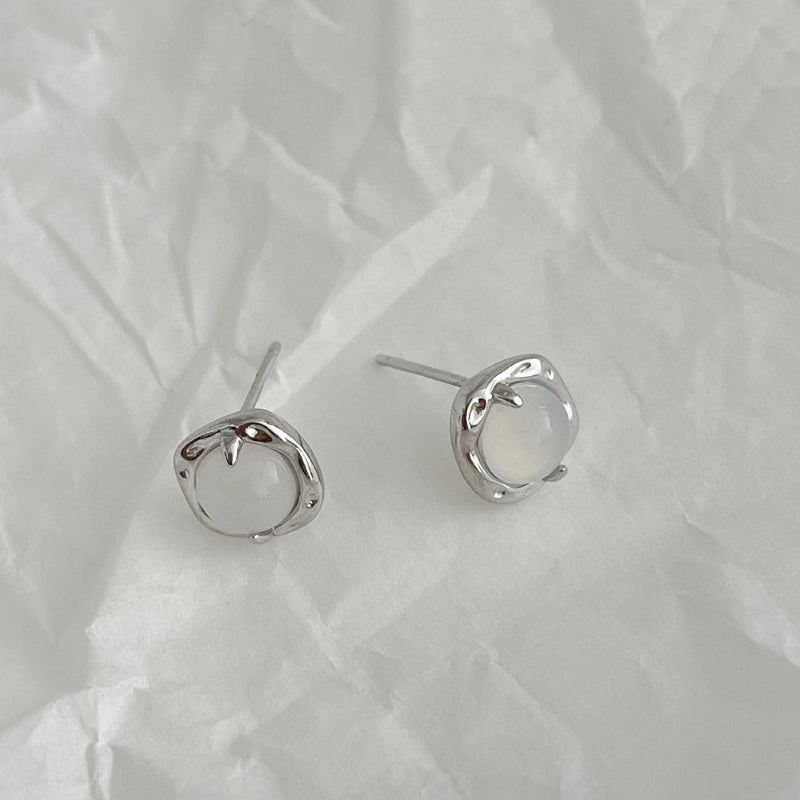 925 sterling silver chalcedony earrings - silvery