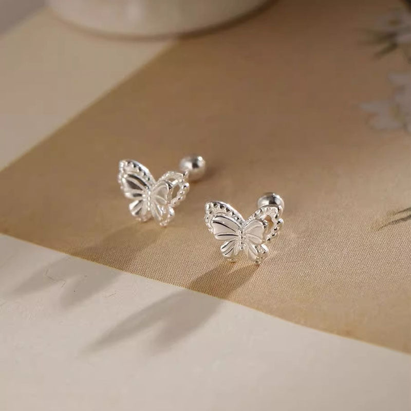 999 Silver Butterfly shaped Earrings - Silvery